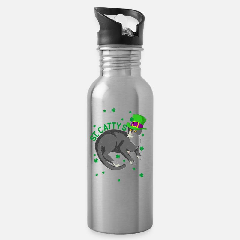 Happy St. Cattys Day - Water bottle with straw - silver