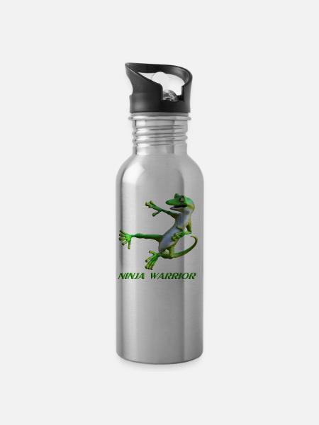 Ninja Warrior - Trinkflasche mit integriertem Trinkhalm - Lightsilver