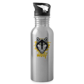 Wolf - Trinkflasche mit integriertem Trinkhalm - Lightsilver - Rechts