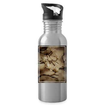 Malerische Blüten I - Trinkflasche mit integriertem Trinkhalm - Lightsilver - Rechts