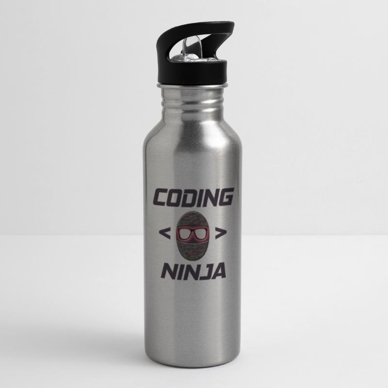 Programmierer, Coding Ninja, Geschenk Trinkflasche mit integriertem Trinkhalm