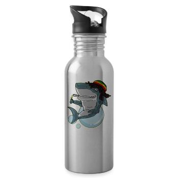 Lustiges Reggae-Haifisch-T-Shirt Geschenk Rastafari Haifisch Te - Trinkflasche mit integriertem Trinkhalm - Lightsilver - Rechts