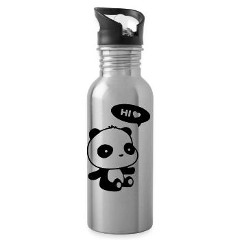 Panda Hi - Gourde avec paille intégrée - argent clair - Droite