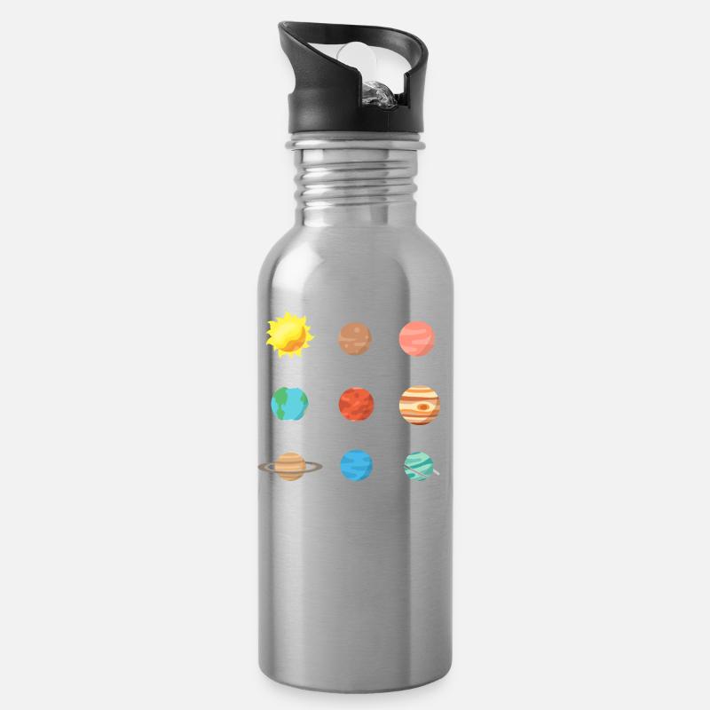 Sonnensystem Planeten Weltall Wissenschaft - Trinkflasche mit integriertem Trinkhalm - Lightsilver