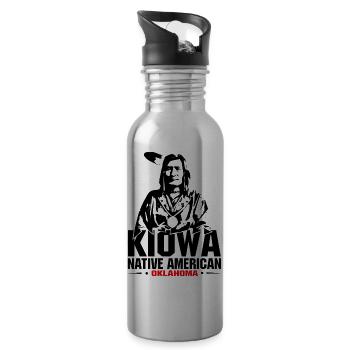 KIOWA Native American - Water bottle with straw - silver - Right