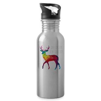 Oh Deer At Queer Gay LGBT Deer Funny Gift - Water bottle with straw - silver - Right