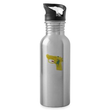 90er Jahre 90s Wasserpistole Kindheit Spruch Retro - Trinkflasche mit integriertem Trinkhalm - Lightsilver - Rechts