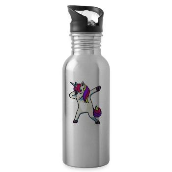 Cadeau Electro Disco Party Dabbing Party de Licorne - Gourde avec paille intégrée - argent clair - Droite