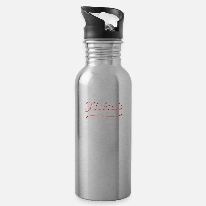 Fleisch - Trinkflasche mit integriertem Trinkhalm - Lightsilver