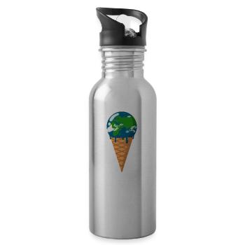 Science de la glace de terre protection du climat changement climatique - Gourde avec paille intégrée - argent clair - Droite