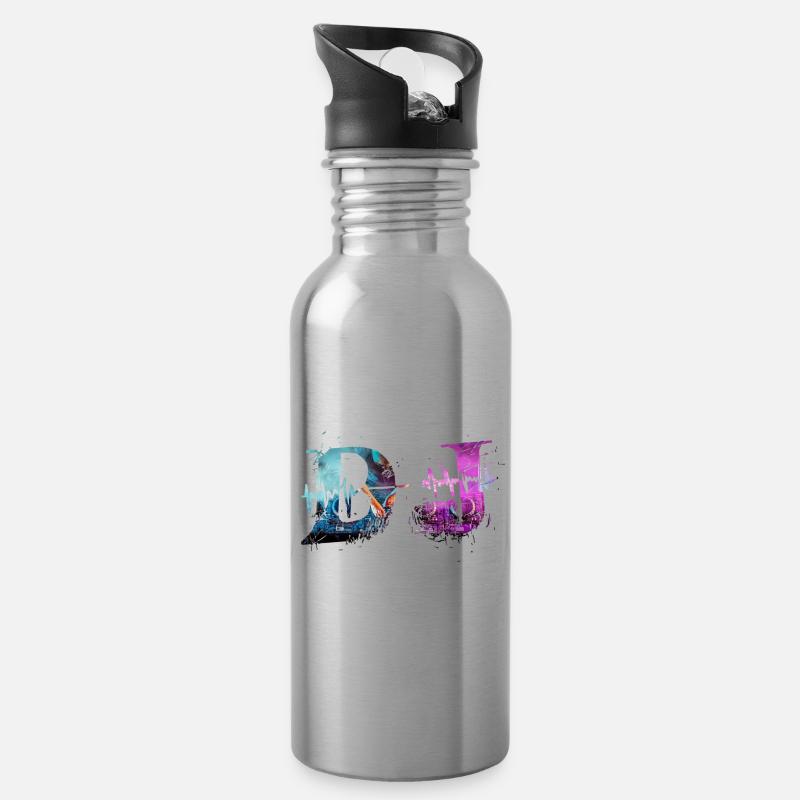 DJ Music Deejay - Water bottle with straw - silver