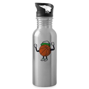 Basketball Basketballer Sport - Trinkflasche mit integriertem Trinkhalm - Lightsilver - Rechts