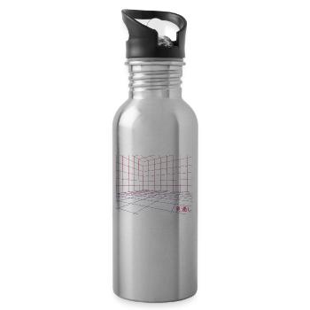 Ästhetisches Dampfwellen-geometrisches Gitter futuristisch - Trinkflasche mit integriertem Trinkhalm - Lightsilver - Rechts