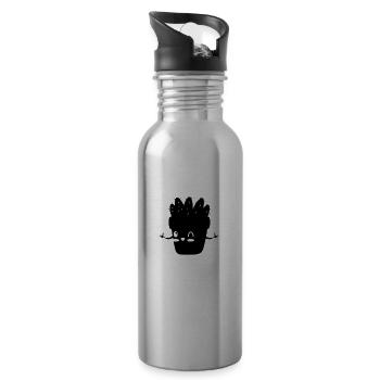 Cactus - Kaktus - Funny - Lustig - Trinkflasche mit integriertem Trinkhalm - Lightsilver - Rechts