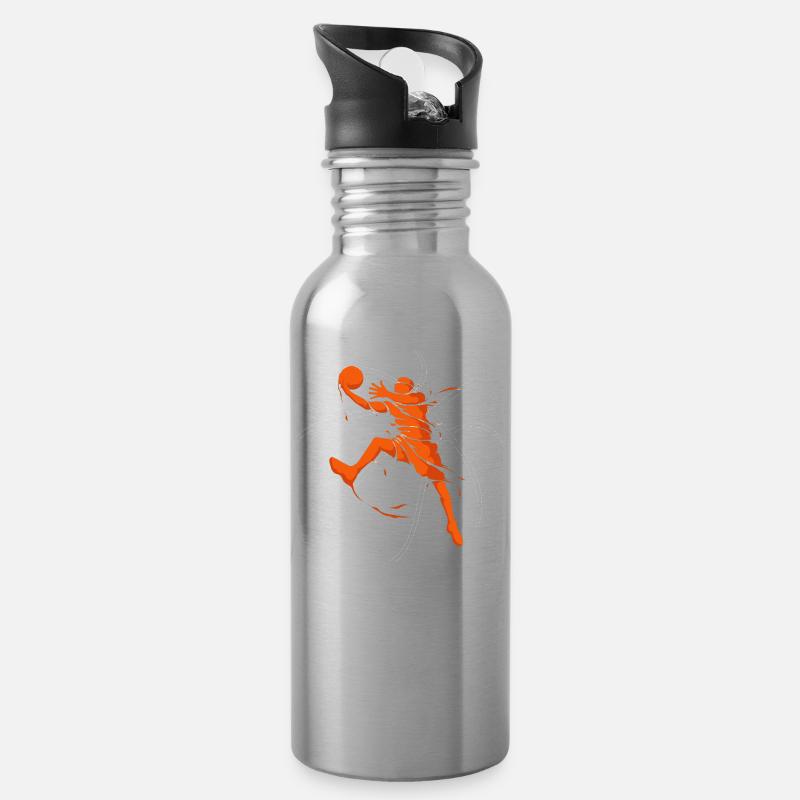 Basketball Sport - Trinkflasche mit integriertem Trinkhalm - Lightsilver