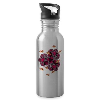 Fractal #15 Coral Clownfish - Water bottle with straw - silver - Right