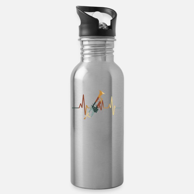 Trompete - Trinkflasche mit integriertem Trinkhalm - Lightsilver