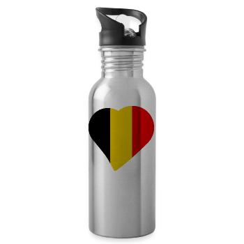 Belgium Belgium Heart Love - Water bottle with straw - silver - Right