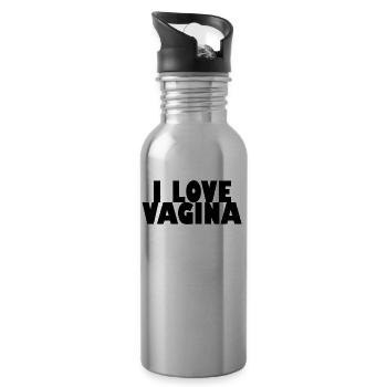 i love vagina - Water bottle with straw - silver - Right