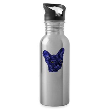 Katze Sphynx ,Cat Sphinx,Katzen Shirt - Trinkflasche mit integriertem Trinkhalm - Lightsilver - Rechts