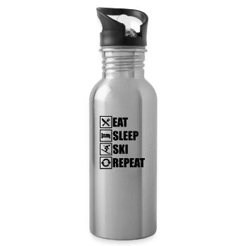 Eat Sleep Ski Repeat - Trinkflasche mit integriertem Trinkhalm - Lightsilver - Rechts