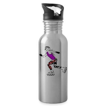 Patin à roues alignées - Gourde avec paille intégrée - argent clair - Droite