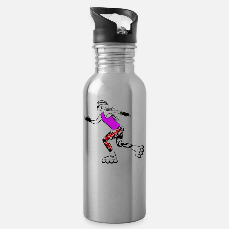 Inline skate - Water bottle with straw - silver
