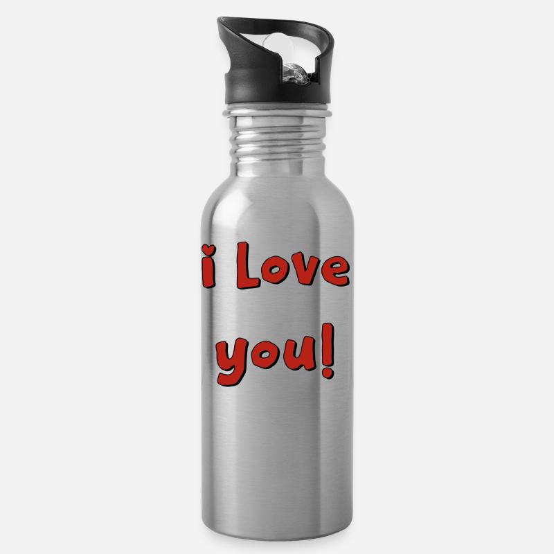 Je t'aime - je t'aime - Gourde avec paille intégrée - argent clair