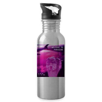 Ästhetische Vaporwave Angel Statue. Willkommen zu - Trinkflasche mit integriertem Trinkhalm - Lightsilver - Rechts