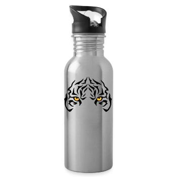 The tiger's gaze - Water bottle with straw - silver - Right