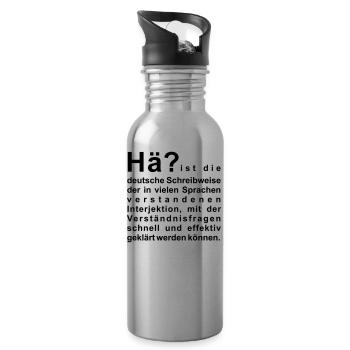 Hä? - Trinkflasche mit integriertem Trinkhalm - Lightsilver - Rechts