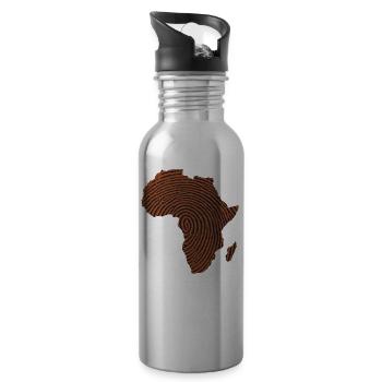 Africa DNA Thumbprint flag. Africa pride design - Water bottle with straw - silver - Right