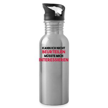 KANN ICH NICHT BEURTEILEN Geschenk - Trinkflasche mit integriertem Trinkhalm - Lightsilver - Rechts