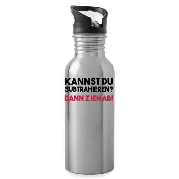 KANNST DU SUBTRAHIEREN? DANN ZIEH AB! Geschenk - Trinkflasche mit integriertem Trinkhalm - Lightsilver - Rechts