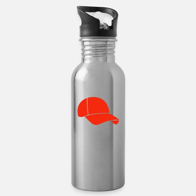 Red cap Cappie cape cap - Water bottle with straw - silver