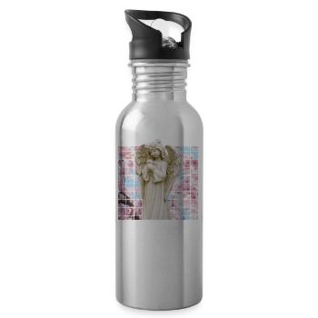 Vaporwave Angel Marble statue with Japanese - Water bottle with straw - silver - Right