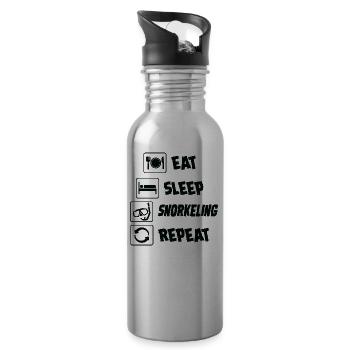 Tauchen – Shirt Eat Sleep Repeat Geschenk - Trinkflasche mit integriertem Trinkhalm - Lightsilver - Rechts