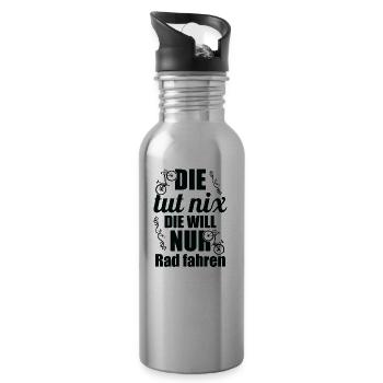 Fahrrad – Shirt Radsport Drahtesel Geschenk - Trinkflasche mit integriertem Trinkhalm - Lightsilver - Rechts