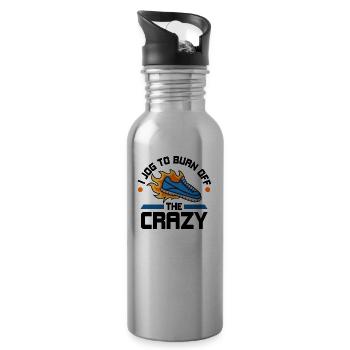 Jogging - Shirt Running Sports Leisure Gift - Water bottle with straw - silver - Right