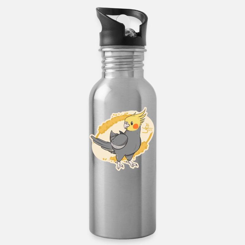Cockatiel Cinnamon - Gourde avec paille intégrée - argent clair
