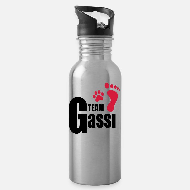 Team Gassi - Trinkflasche mit integriertem Trinkhalm - Lightsilver