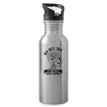 Fahrrad – Shirt Radsport Drahtesel Geschenk - Trinkflasche mit integriertem Trinkhalm - Lightsilver - Rechts