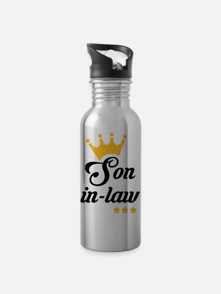 Schwiegervater Schwiegermutter Tochter Sohn - Trinkflasche mit integriertem Trinkhalm - Lightsilver