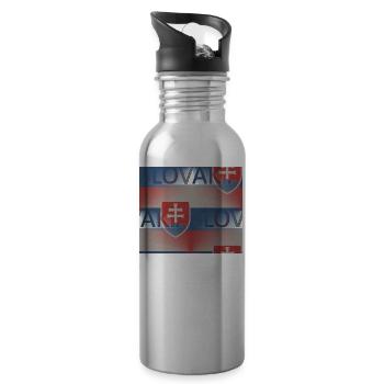 Slowakei Flagge - Kunstdesign - Trinkflasche mit integriertem Trinkhalm - Lightsilver - Rechts