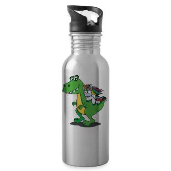 Licorne, Dino, dinosaure, T-Rex, Unicorn, Chemise - Gourde avec paille intégrée - argent clair - Droite