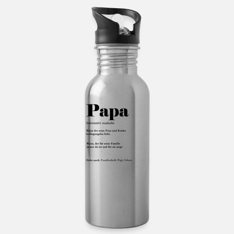 Papa - Trinkflasche mit integriertem Trinkhalm - Lightsilver