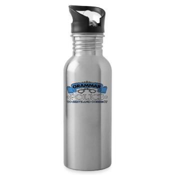 Grammar Police To Serve And Correct - Water bottle with straw - silver - Right