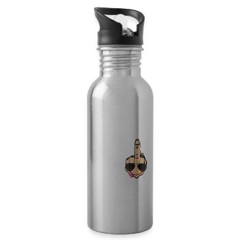 Funny 40th birthday Gift ideas. I am 39+1 Finger - Water bottle with straw - silver - Right