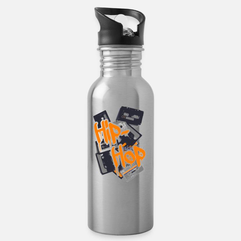 Rubans de graffiti hip hop rétro - Gourde avec paille intégrée - argent clair