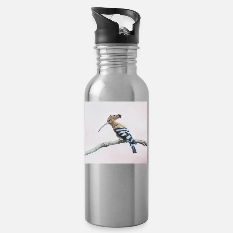Vogel - Trinkflasche mit integriertem Trinkhalm - Lightsilver